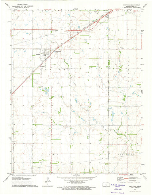 Classic USGS Partridge Kansas 7.5'x7.5' Topo Map Image