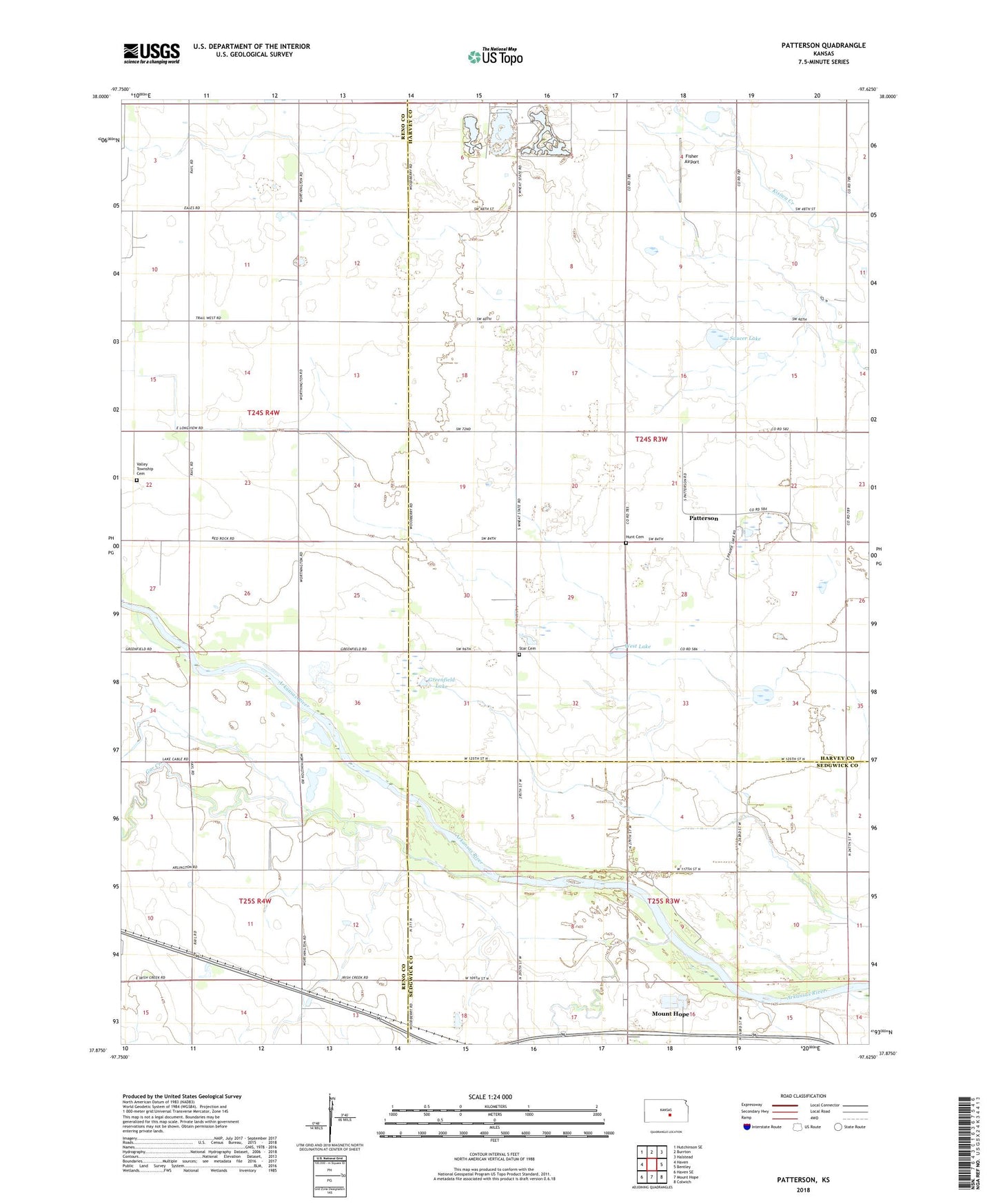 Patterson Kansas US Topo Map Image
