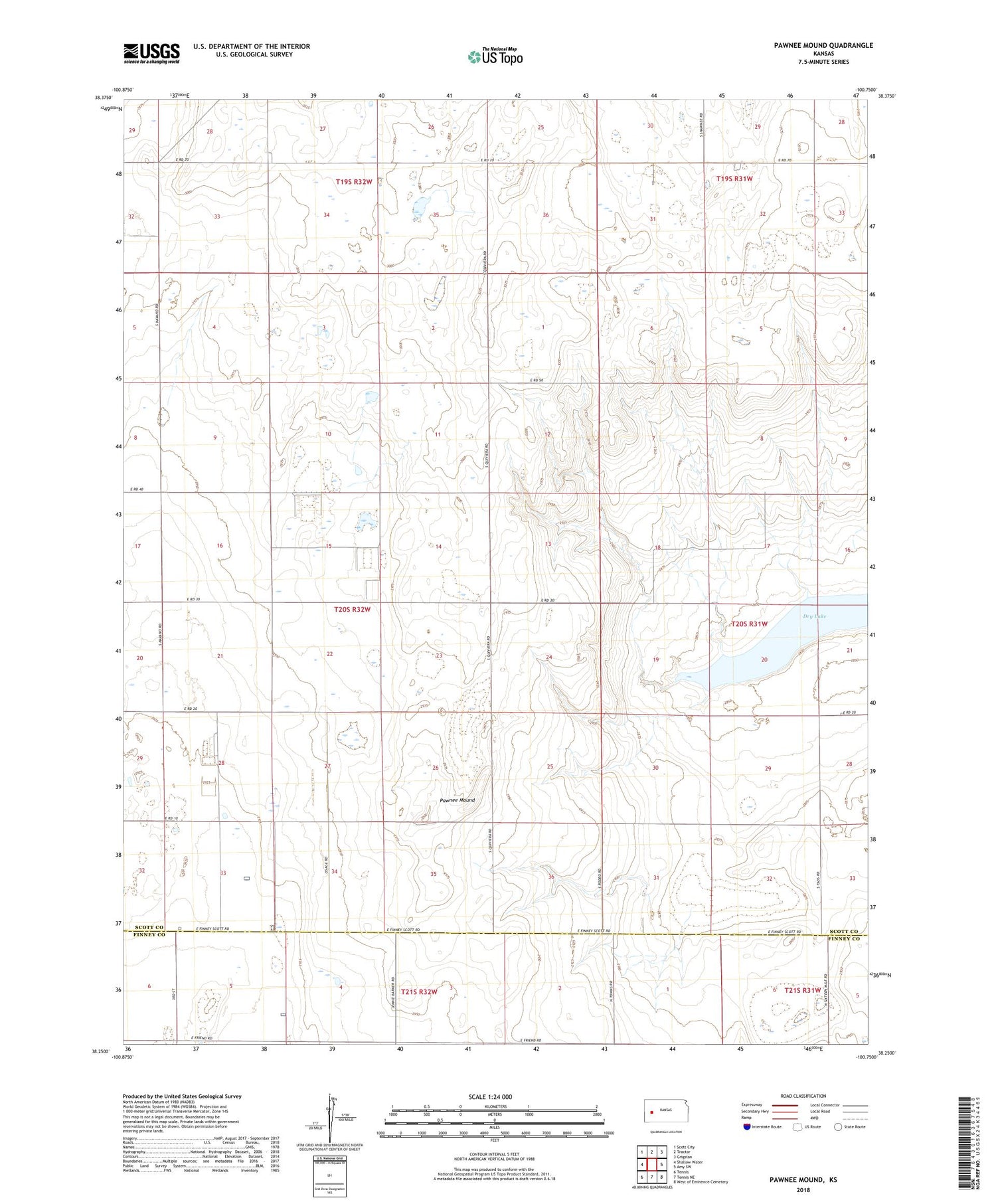 Pawnee Mound Kansas US Topo Map Image