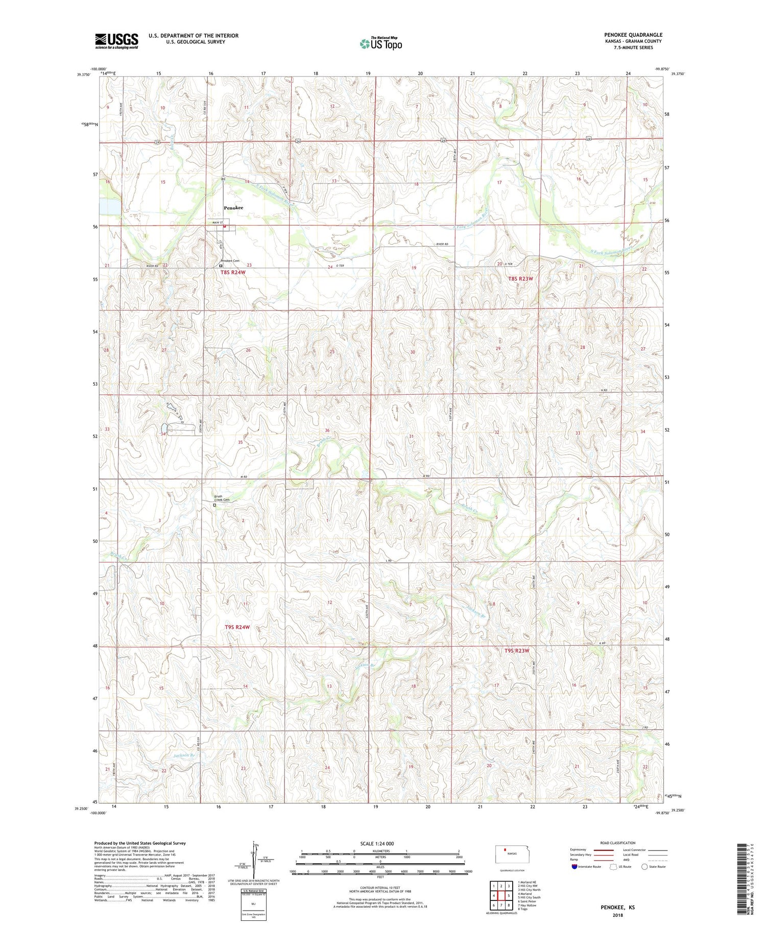 Penokee Kansas US Topo Map Image