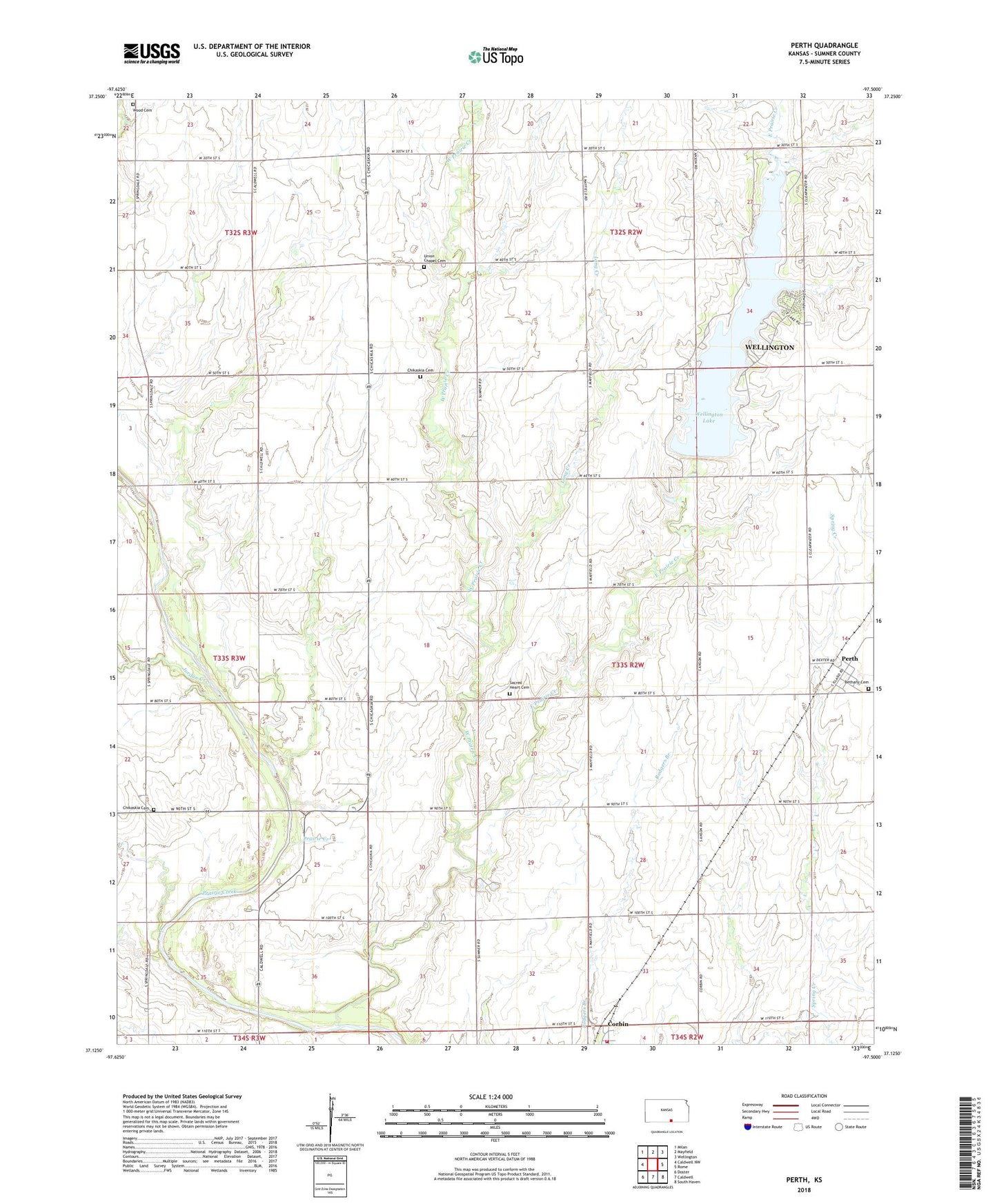 Perth Kansas US Topo Map Image
