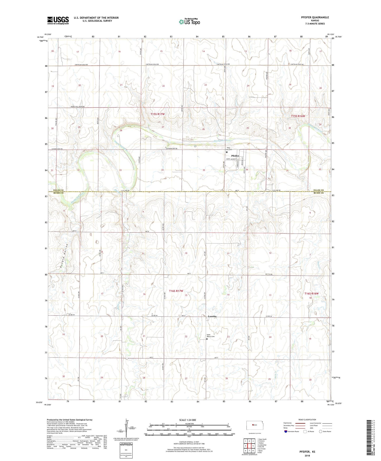 Pfeifer Kansas US Topo Map Image