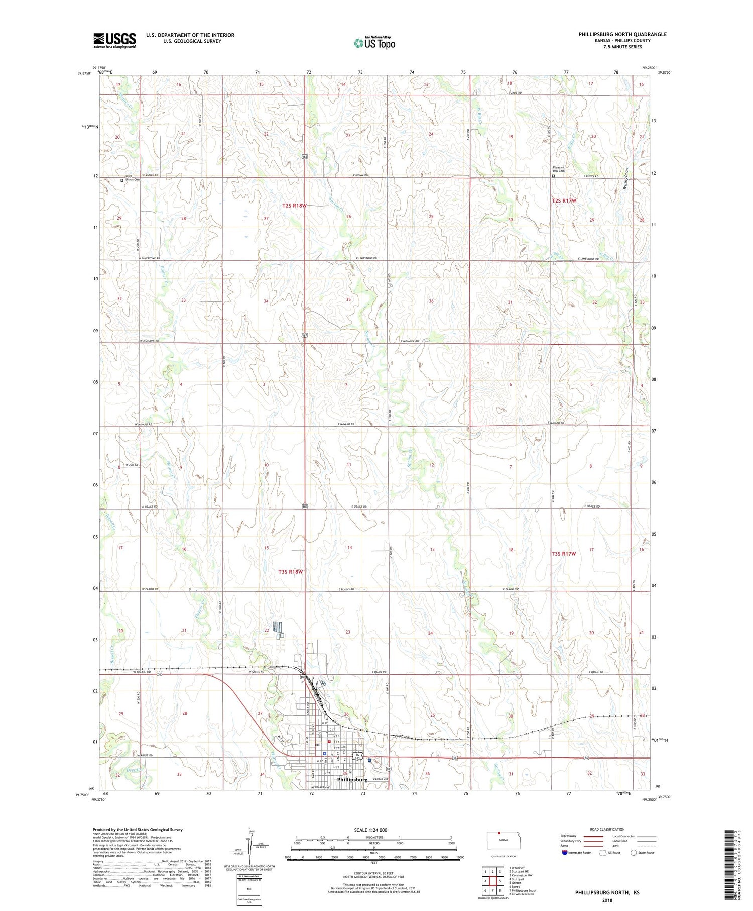 Phillipsburg North Kansas US Topo Map Image