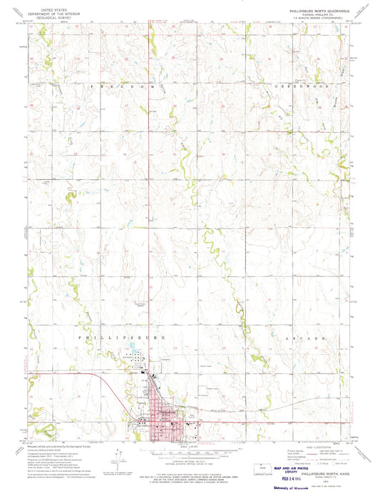 Classic USGS Phillipsburg North Kansas 7.5'x7.5' Topo Map Image