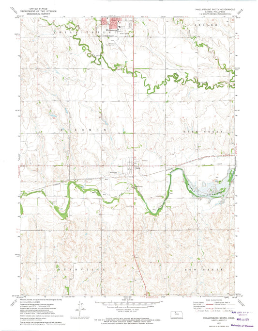 Classic USGS Phillipsburg South Kansas 7.5'x7.5' Topo Map Image