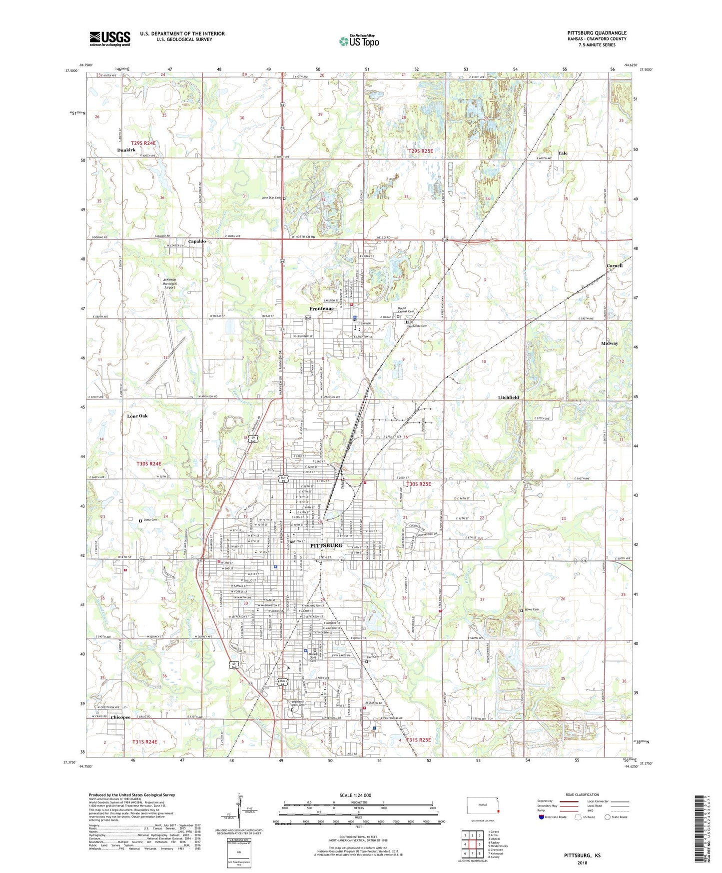 Pittsburg Kansas US Topo Map Image