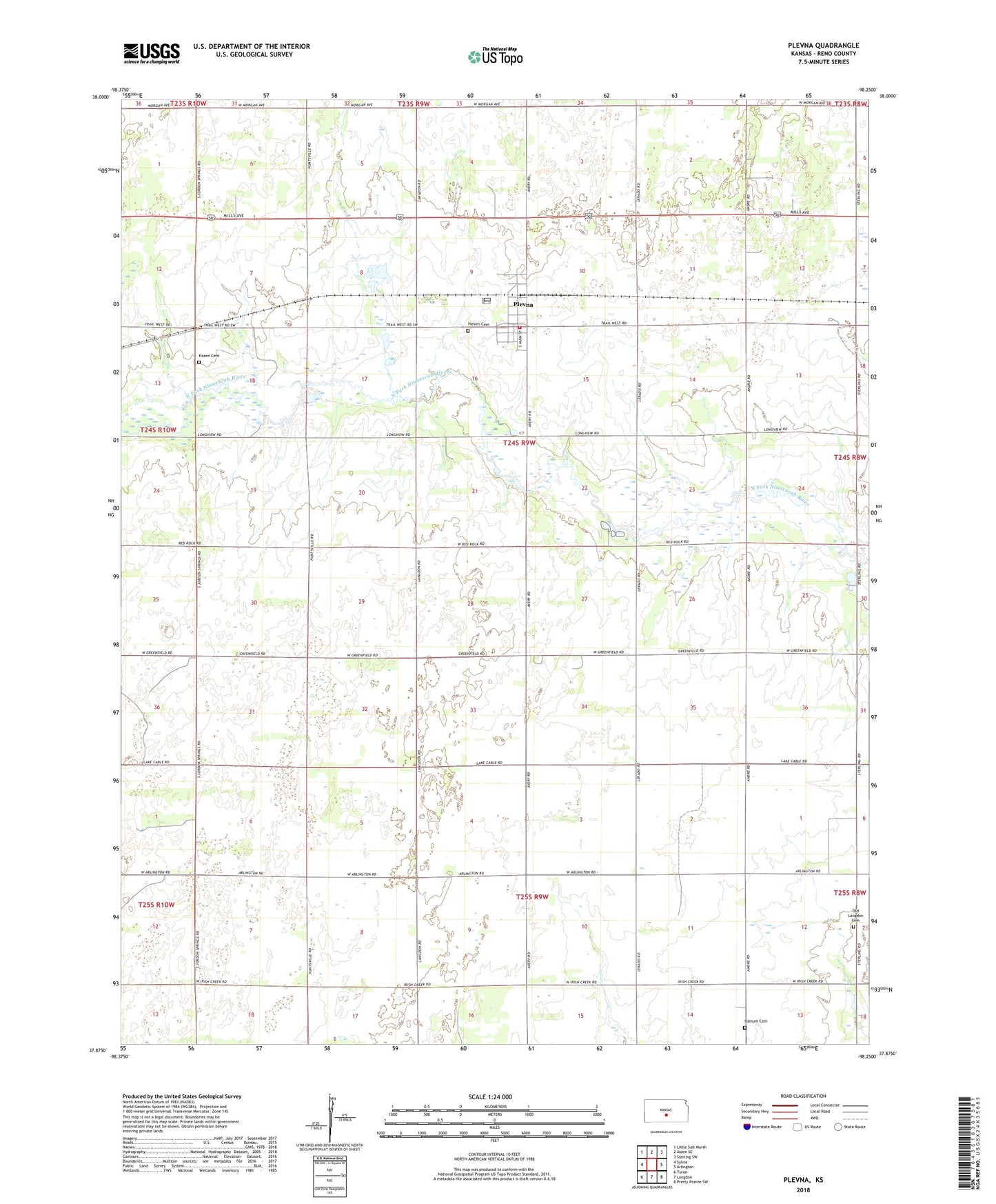 Plevna Kansas US Topo Map Image
