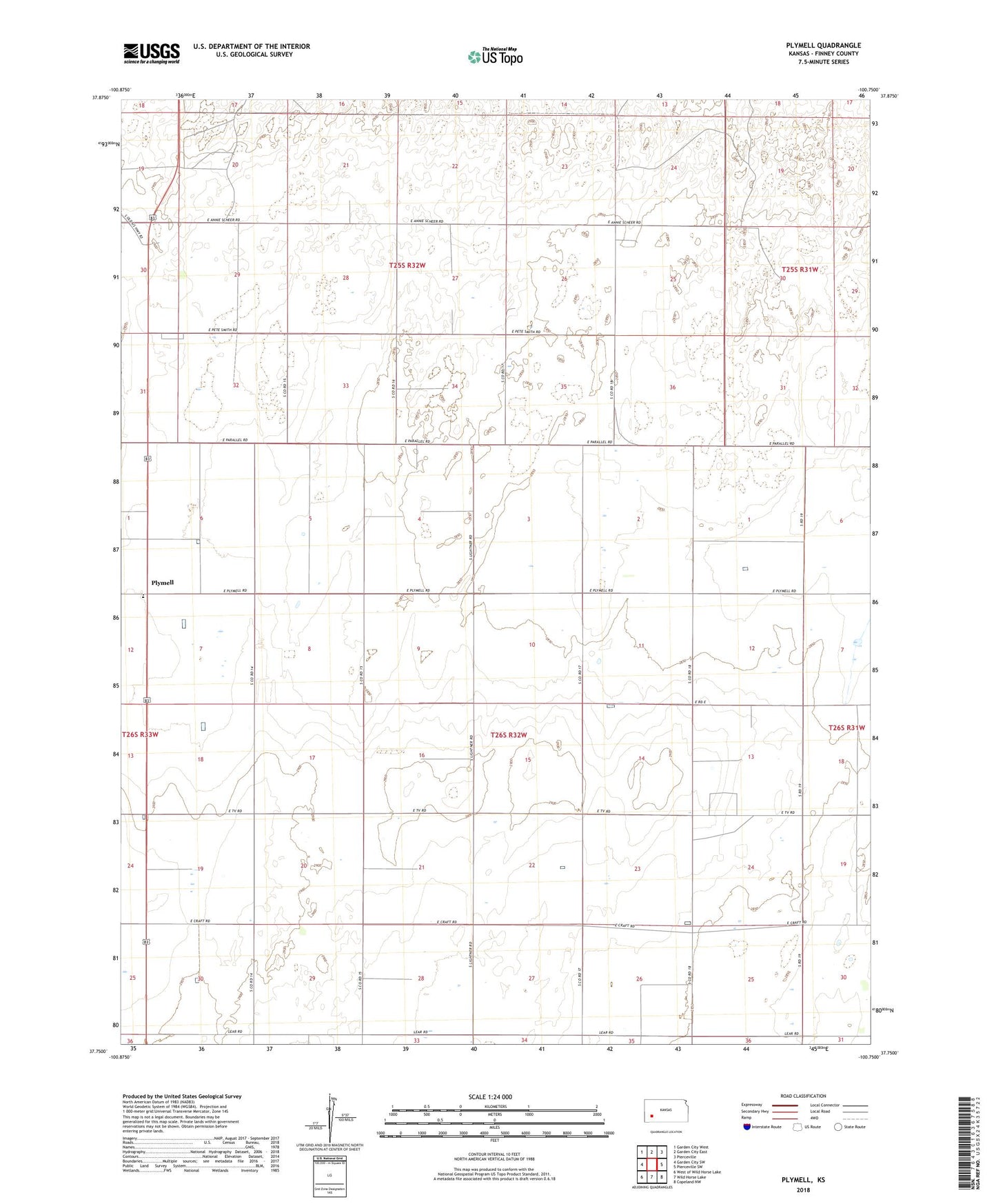 Plymell Kansas US Topo Map Image
