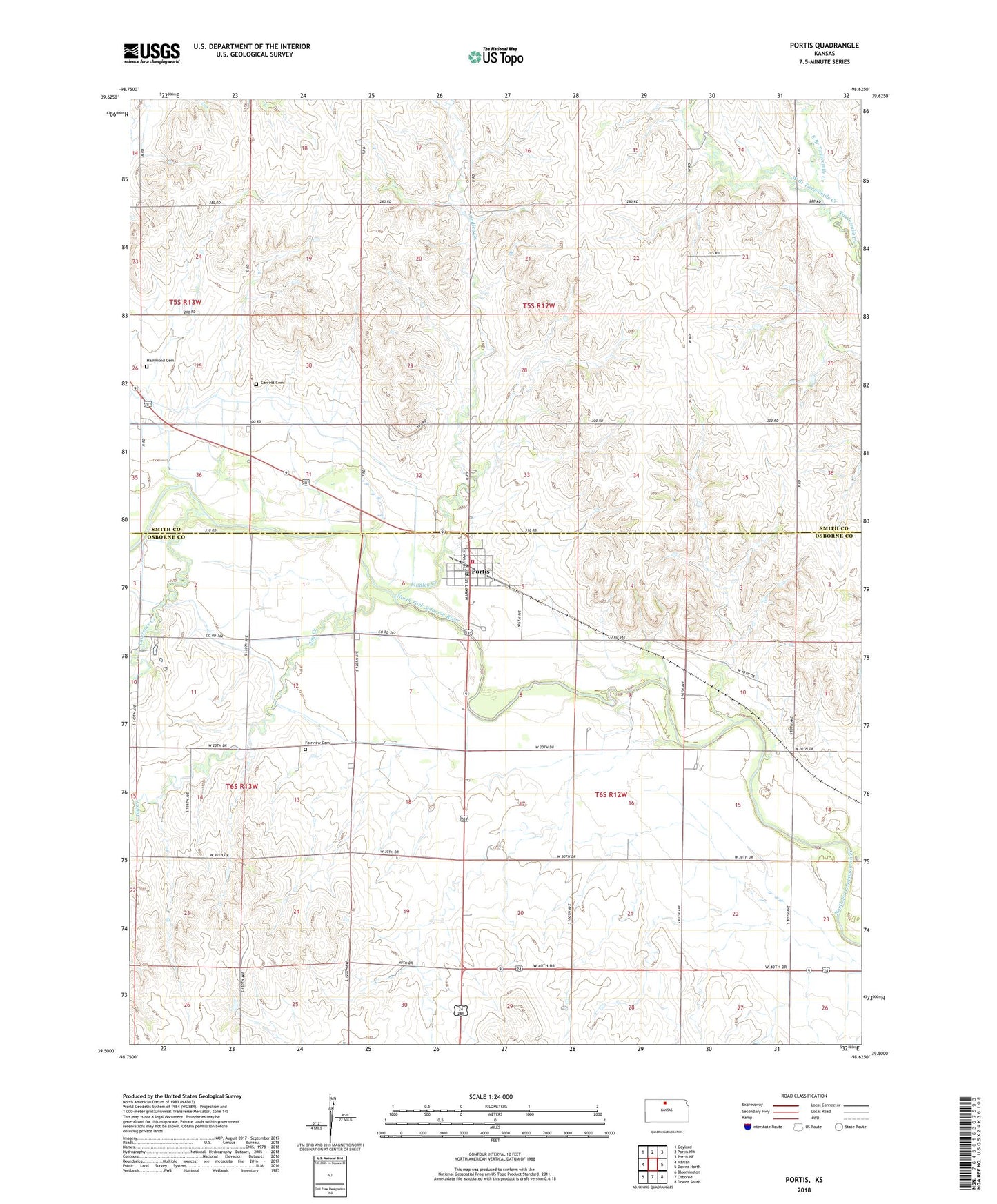 Portis Kansas US Topo Map Image