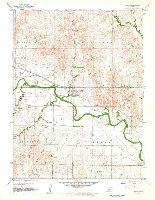 Classic USGS Portis Kansas 7.5'x7.5' Topo Map Image