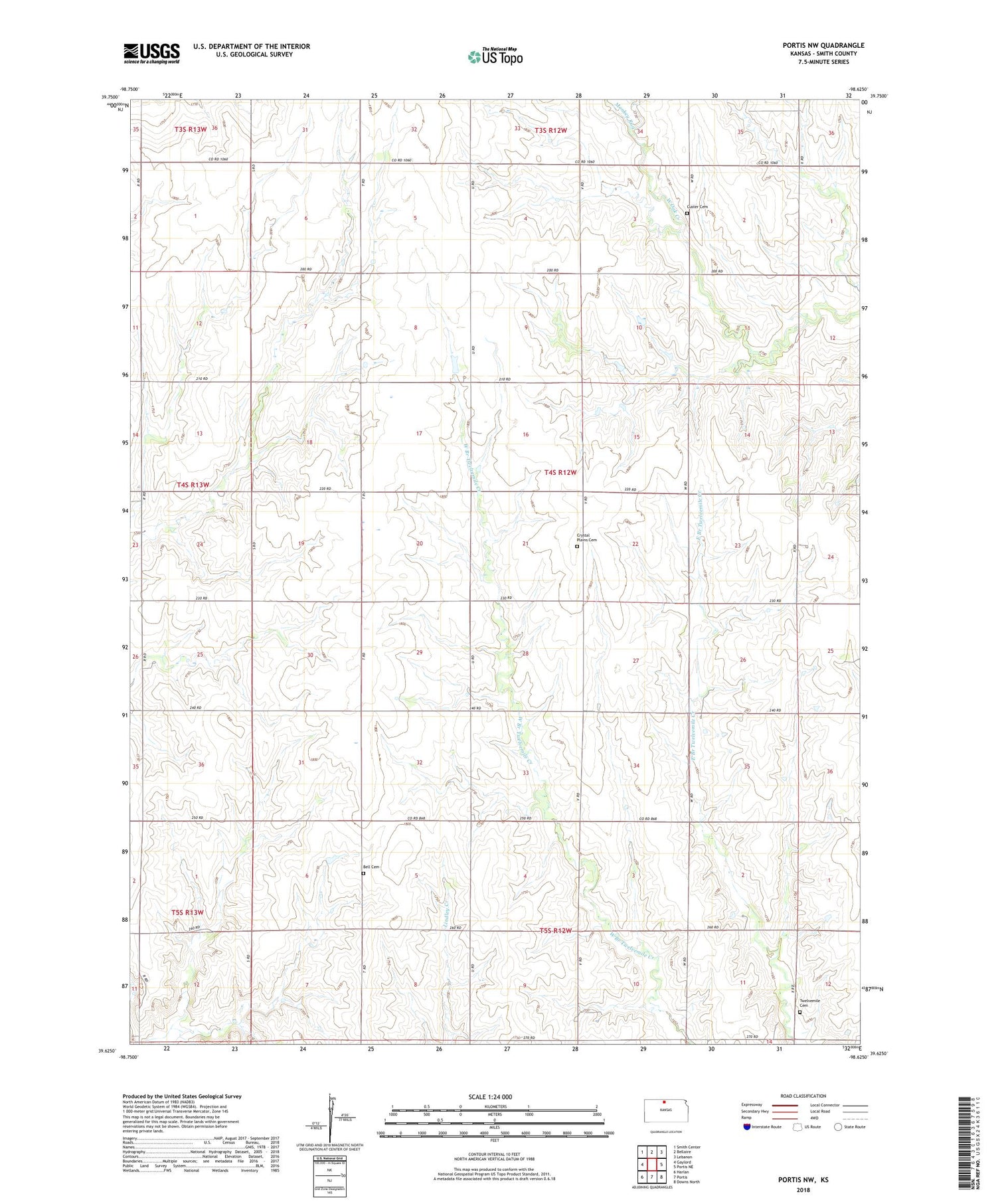 Portis NW Kansas US Topo Map Image