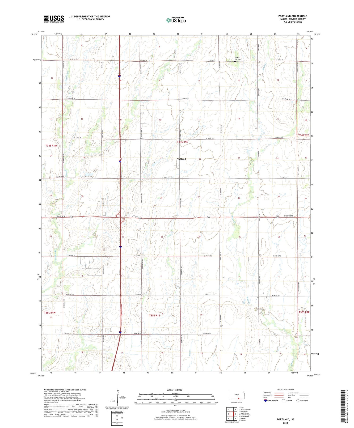 Portland Kansas US Topo Map Image