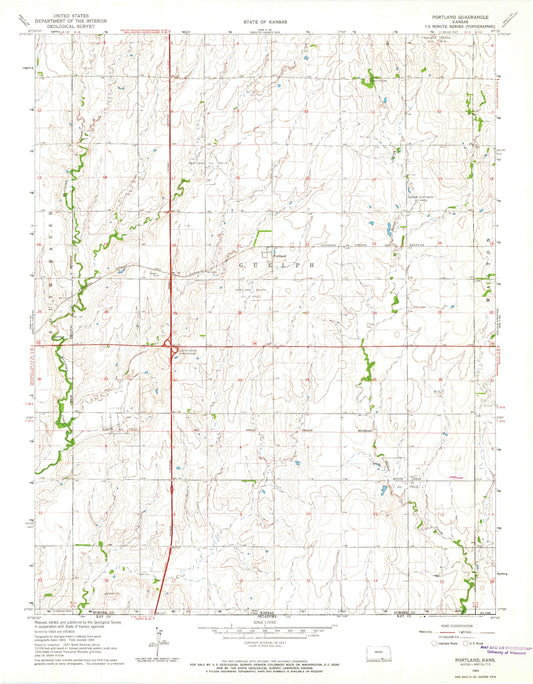 Classic USGS Portland Kansas 7.5'x7.5' Topo Map Image