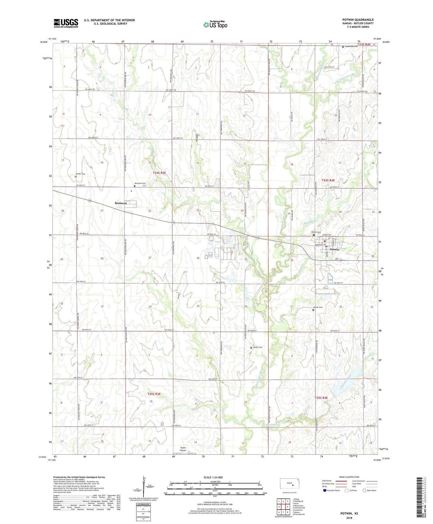 Potwin Kansas US Topo Map Image