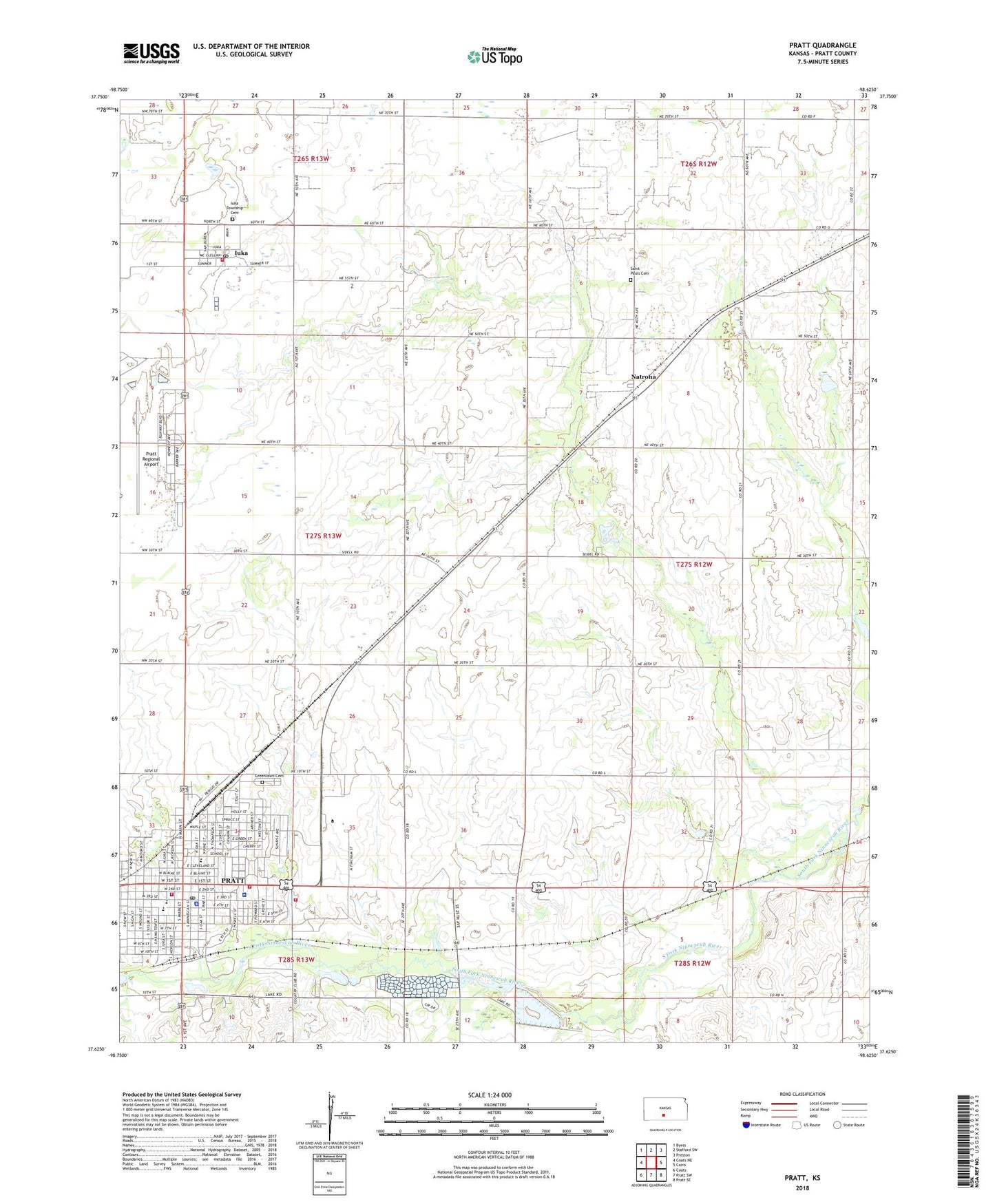 Pratt Kansas US Topo Map Image