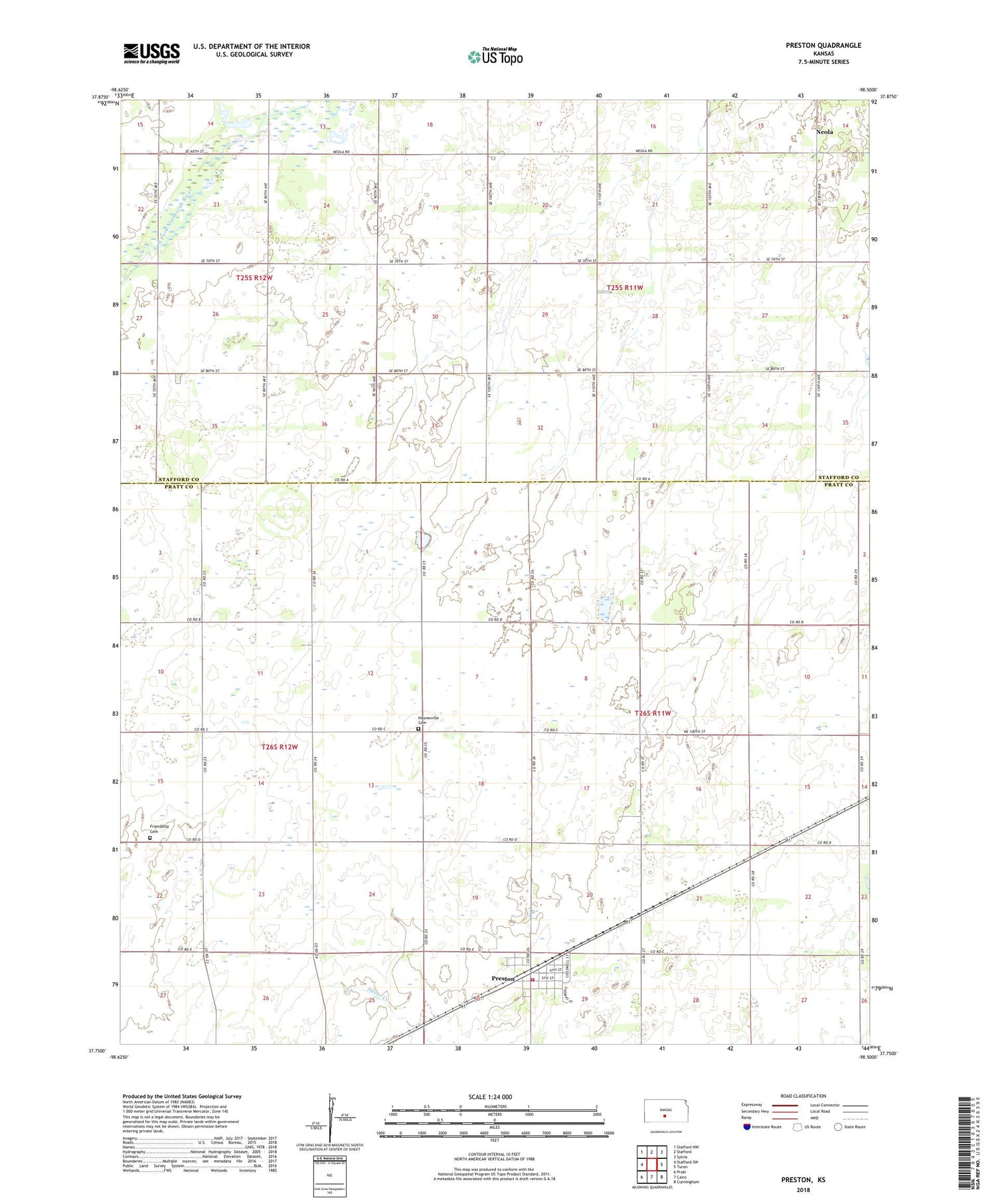 Preston Kansas US Topo Map Image