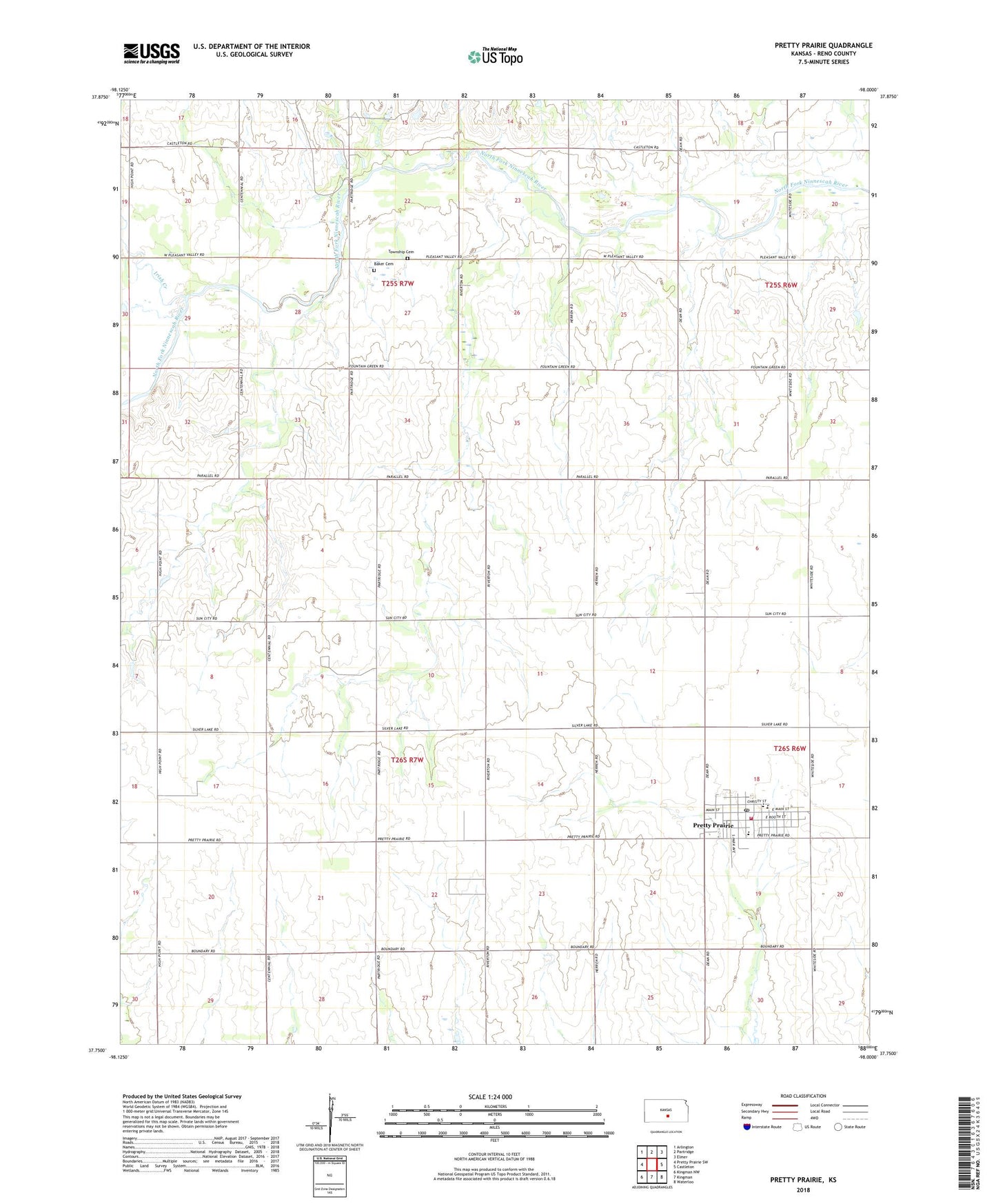 Pretty Prairie Kansas US Topo Map Image