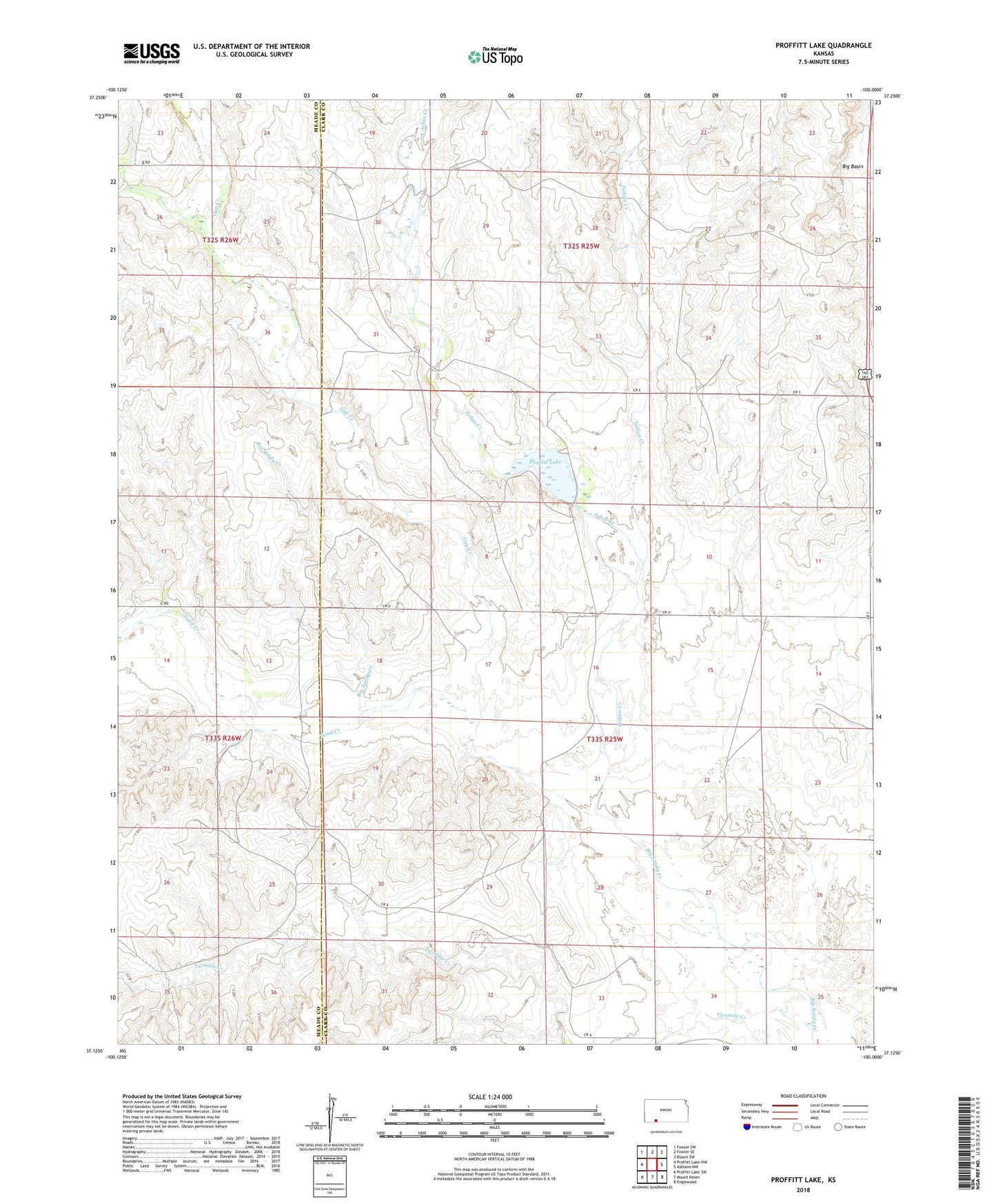 Proffitt Lake Kansas US Topo Map Image