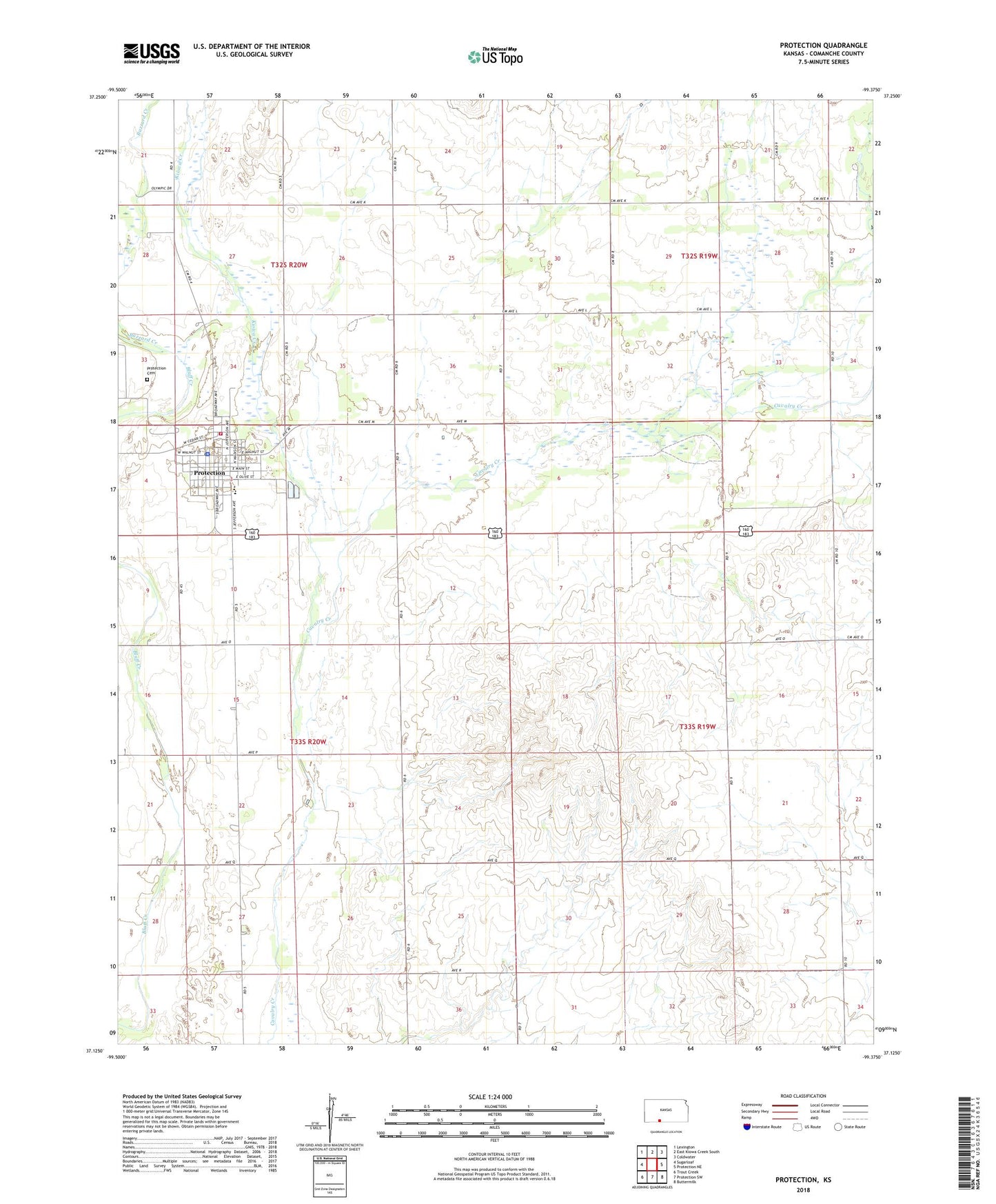 Protection Kansas US Topo Map Image