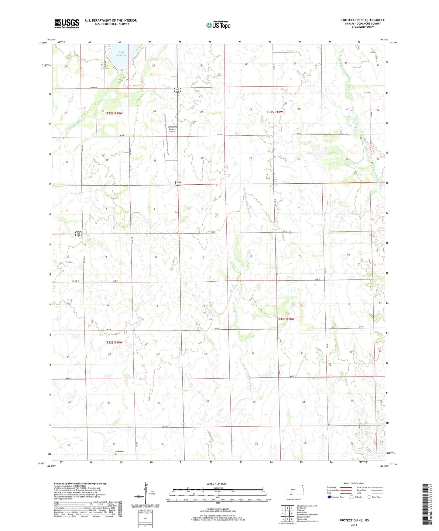 Protection NE Kansas US Topo Map Image