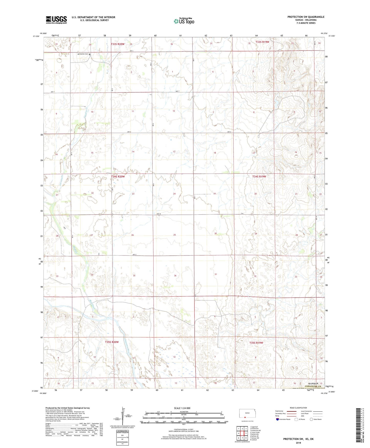 Protection SW Kansas US Topo Map Image