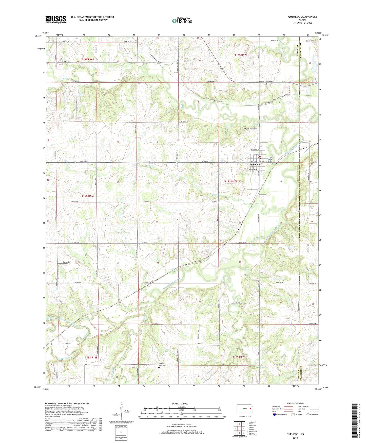 Quenemo Kansas US Topo Map Image