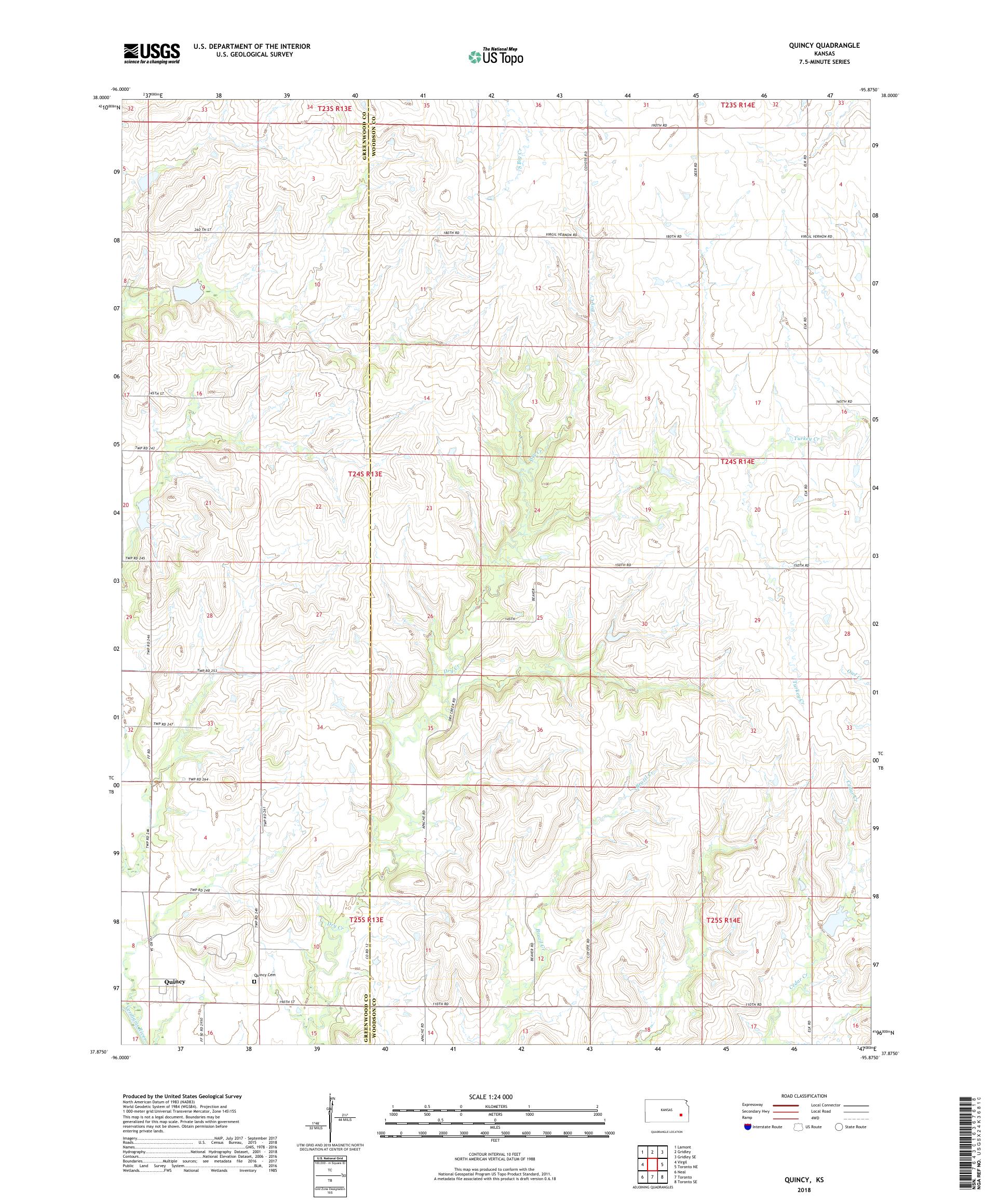 Quincy Kansas US Topo Map – MyTopo Map Store