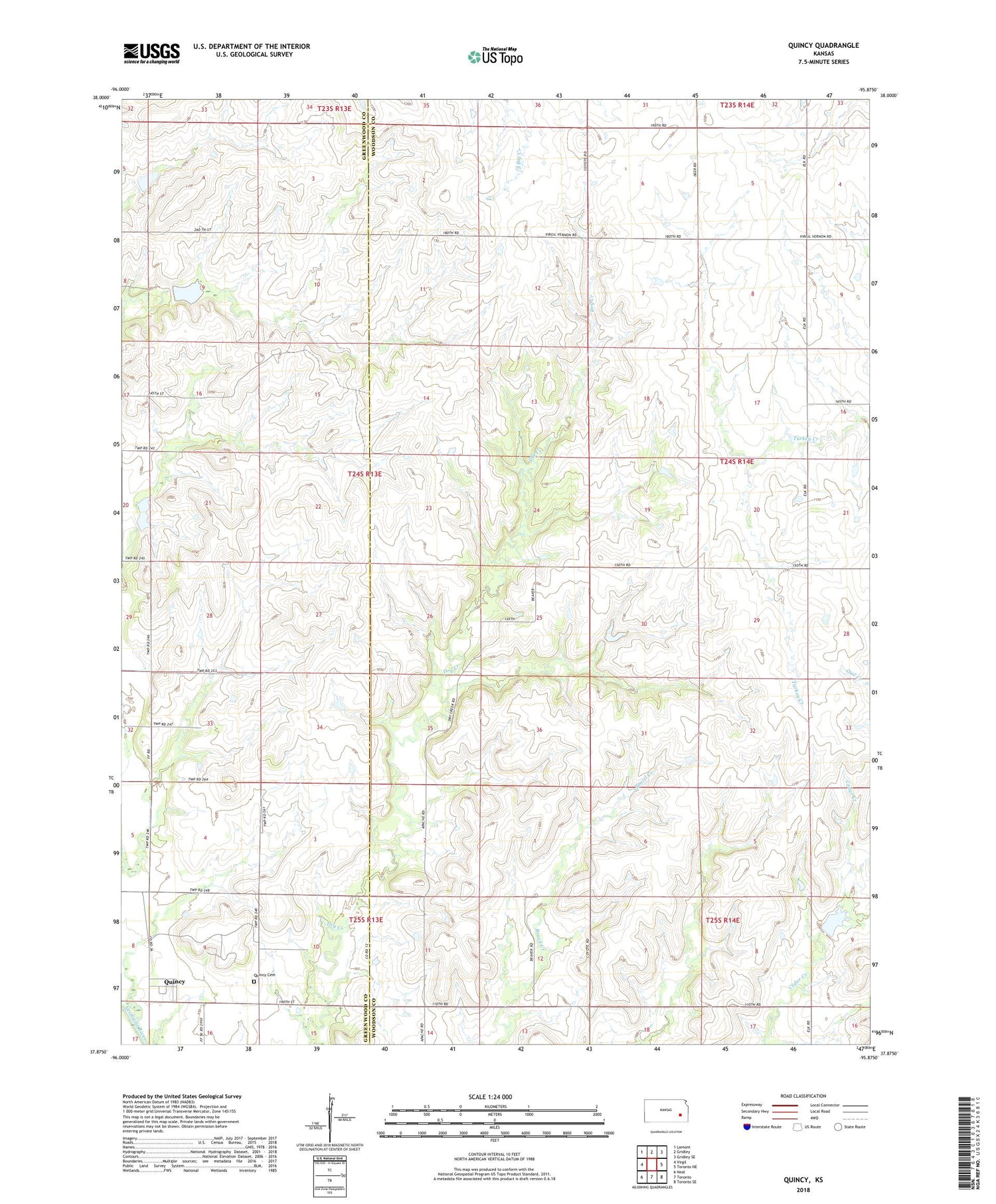 Quincy Kansas US Topo Map Image