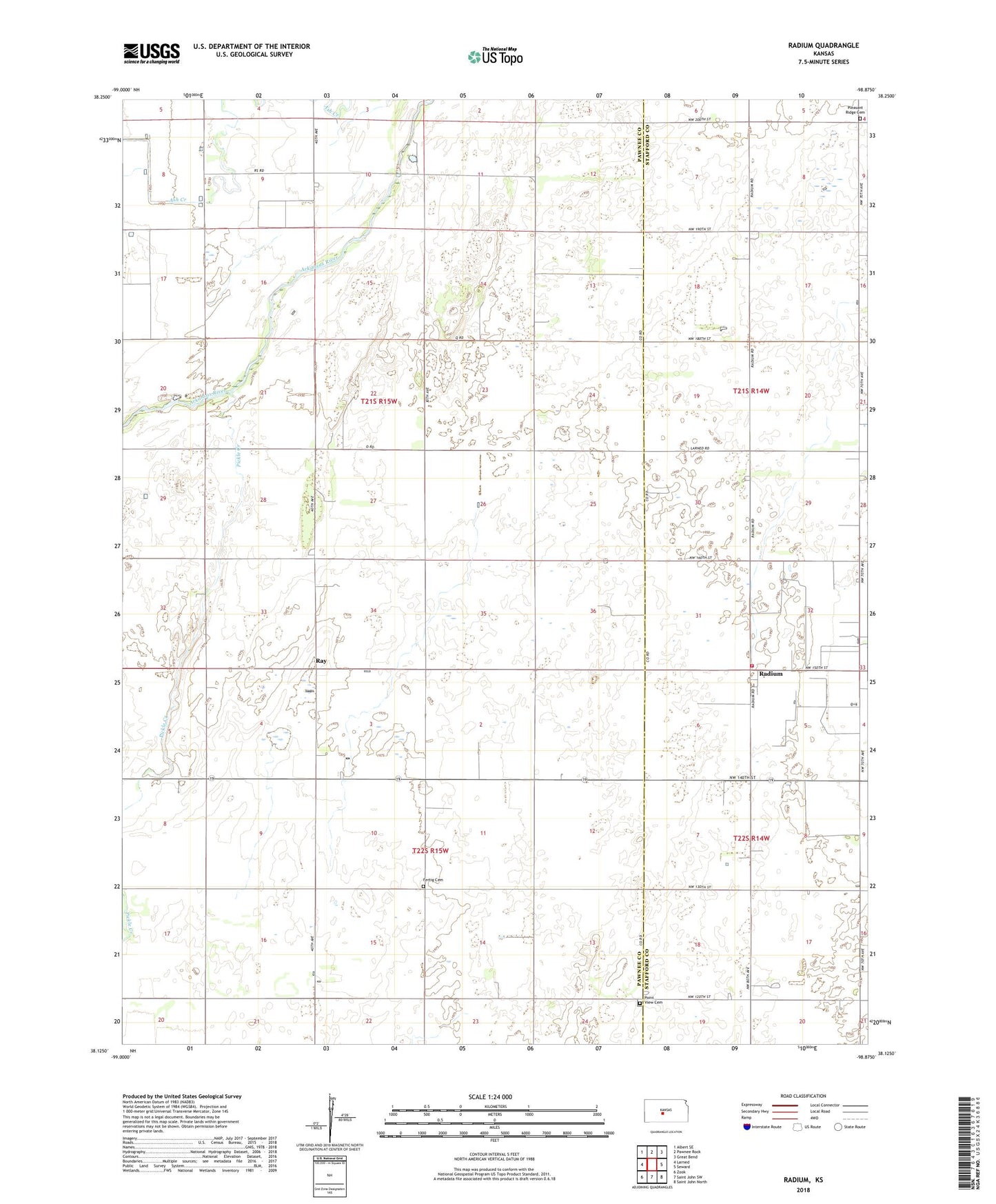 Radium Kansas US Topo Map Image