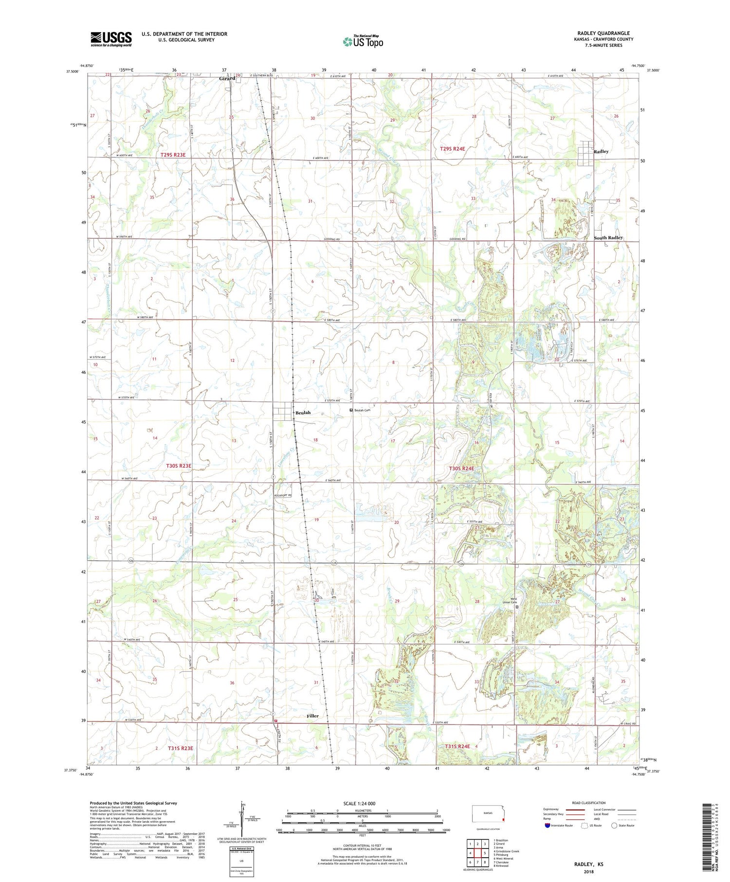 Radley Kansas US Topo Map Image