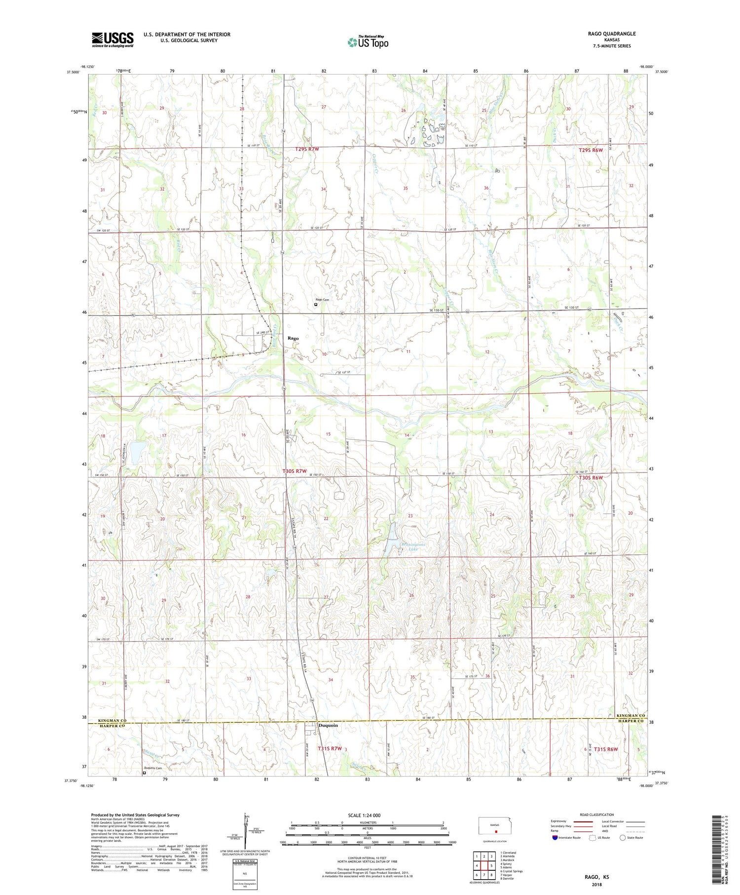 Rago Kansas US Topo Map Image