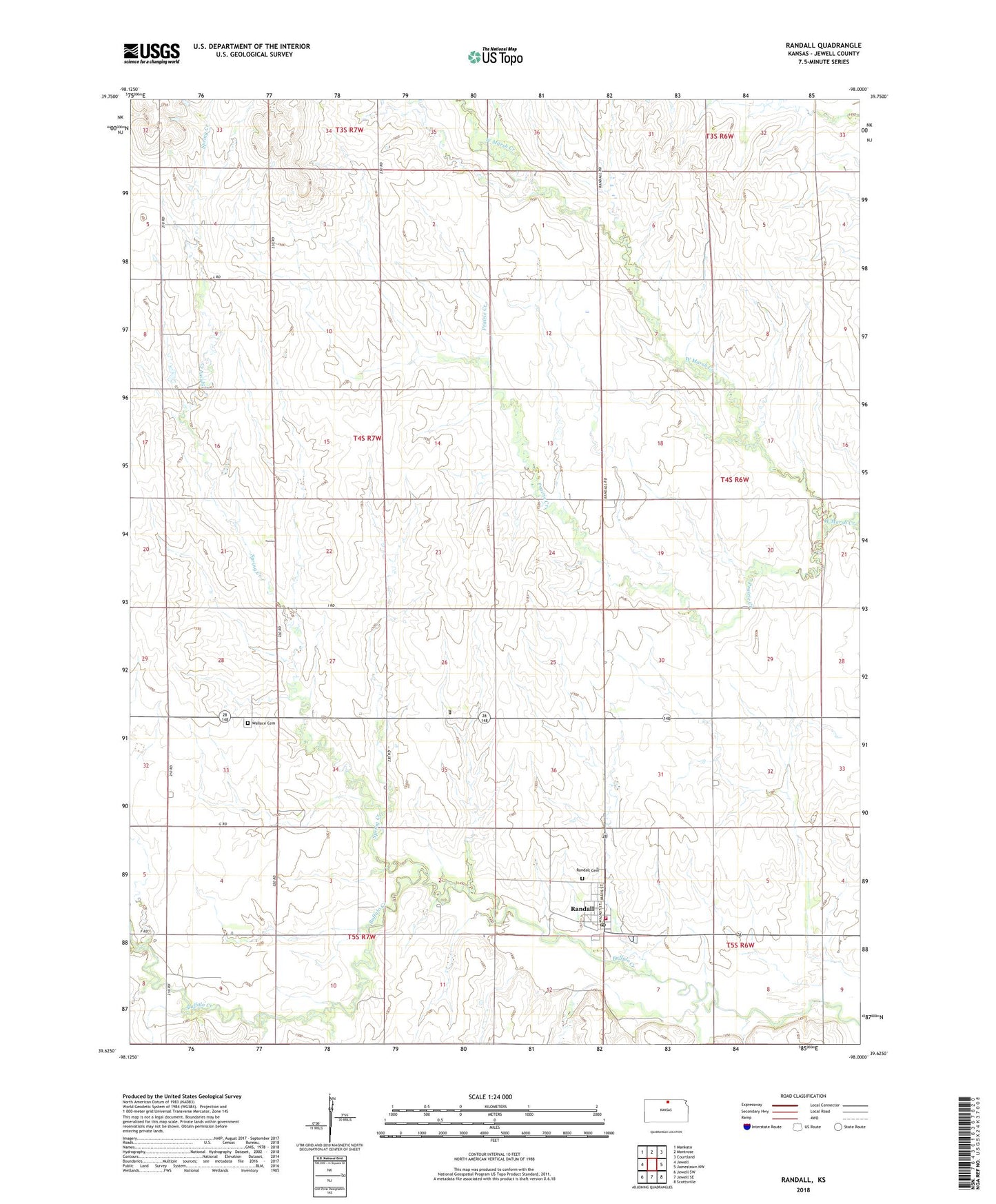 Randall Kansas US Topo Map Image