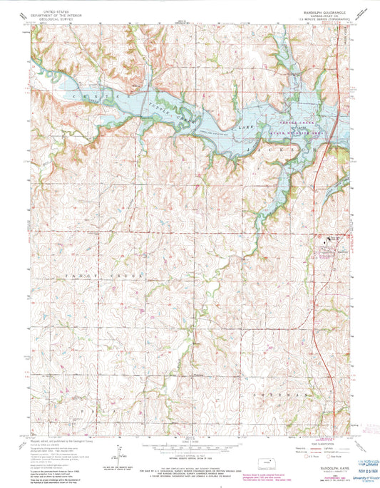 Classic USGS Randolph Kansas 7.5'x7.5' Topo Map Image