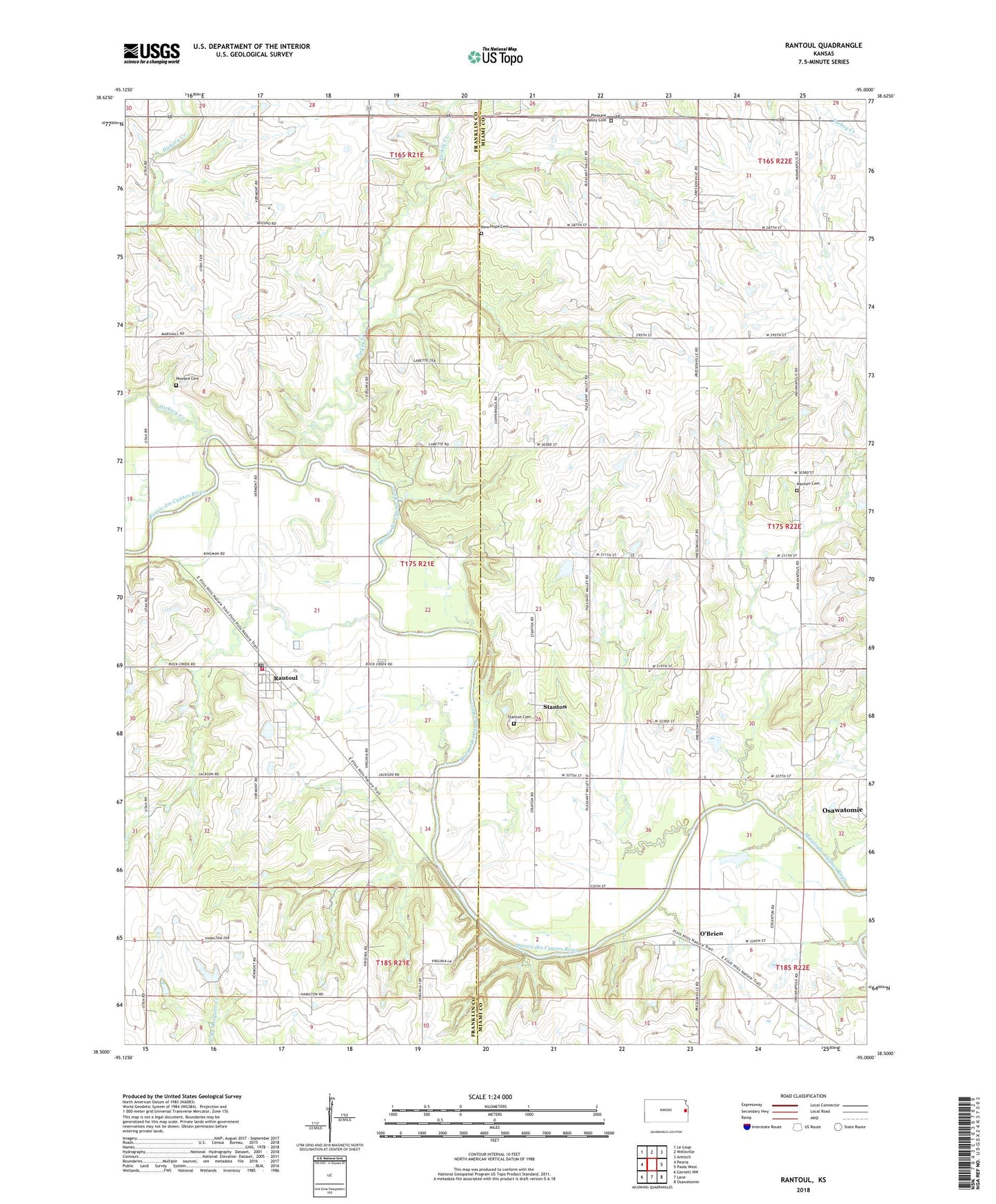 Rantoul Kansas US Topo Map Image