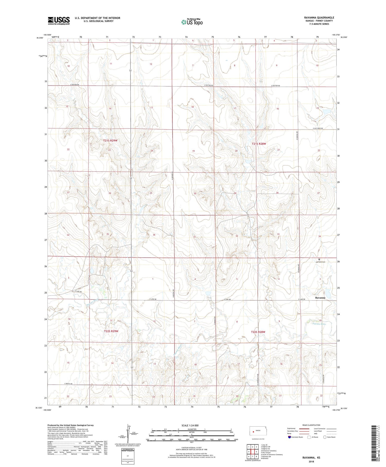 Ravanna Kansas US Topo Map Image
