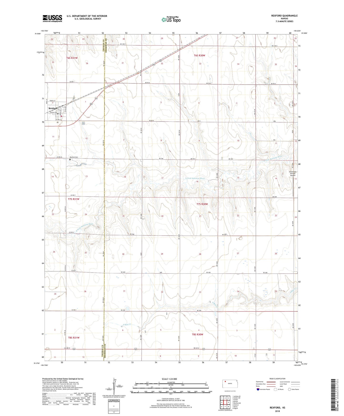 Rexford Kansas US Topo Map Image