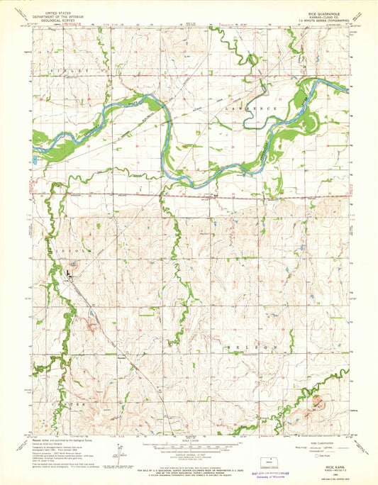 Classic USGS Rice Kansas 7.5'x7.5' Topo Map Image