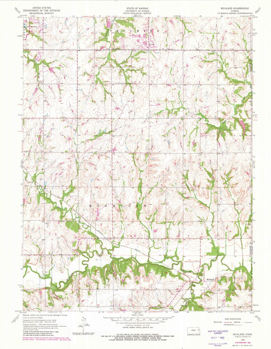 Classic USGS Richland Kansas 7.5'x7.5' Topo Map Image