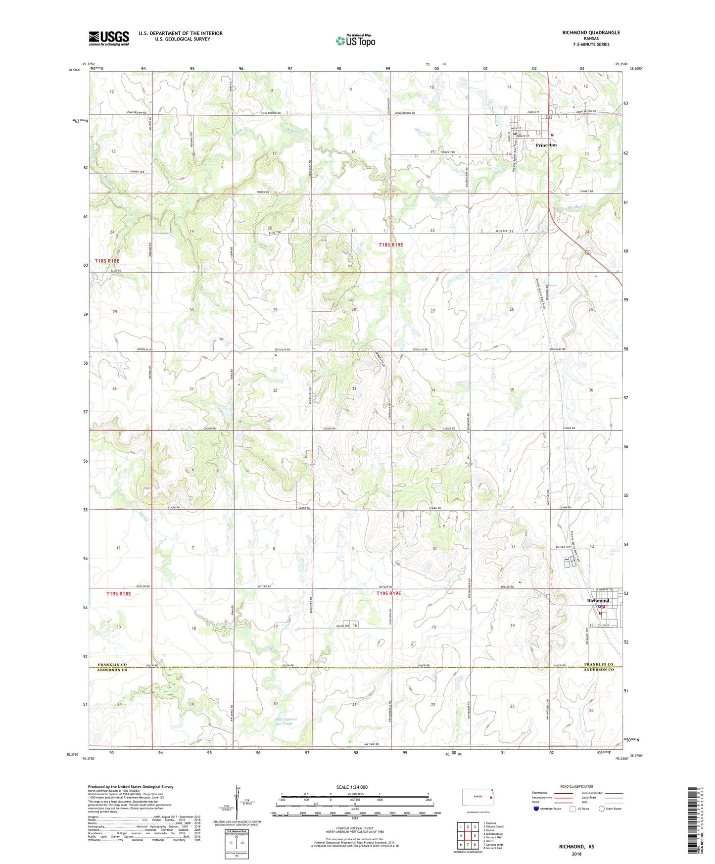Richmond Kansas US Topo Map Image