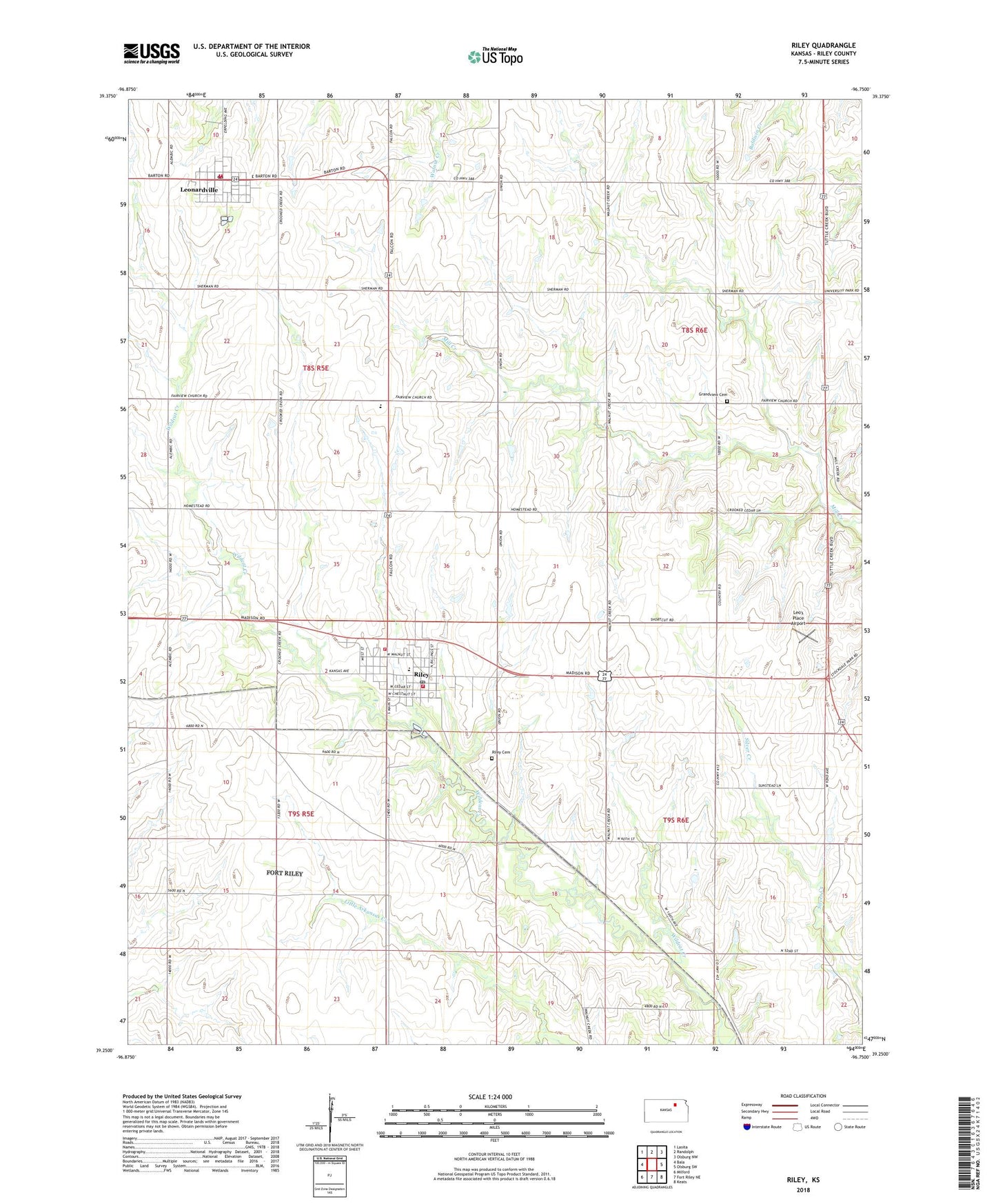 Riley Kansas US Topo Map Image
