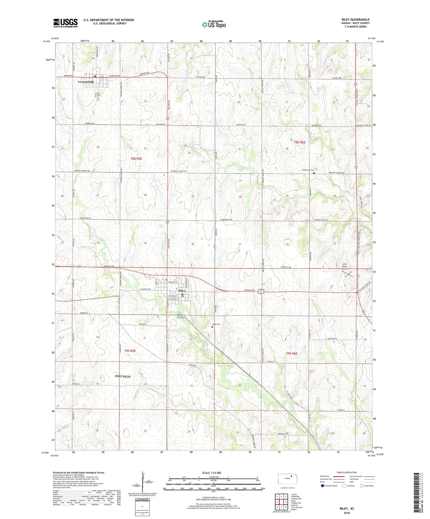 Riley Kansas US Topo Map Image