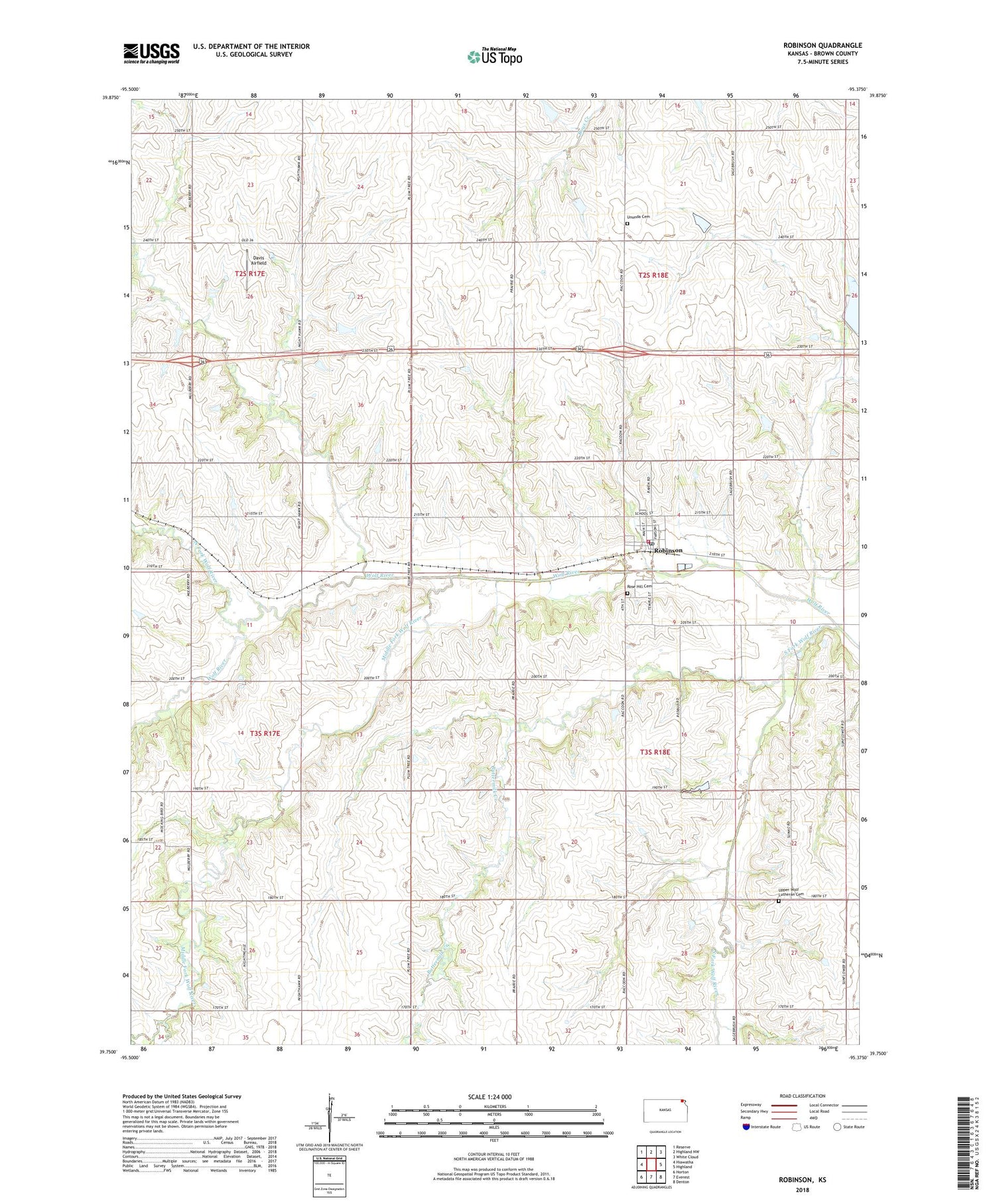 Robinson Kansas US Topo Map Image