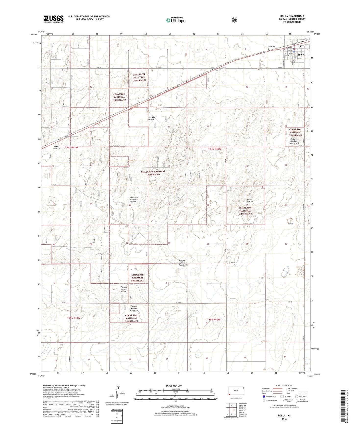 Rolla Kansas US Topo Map Image