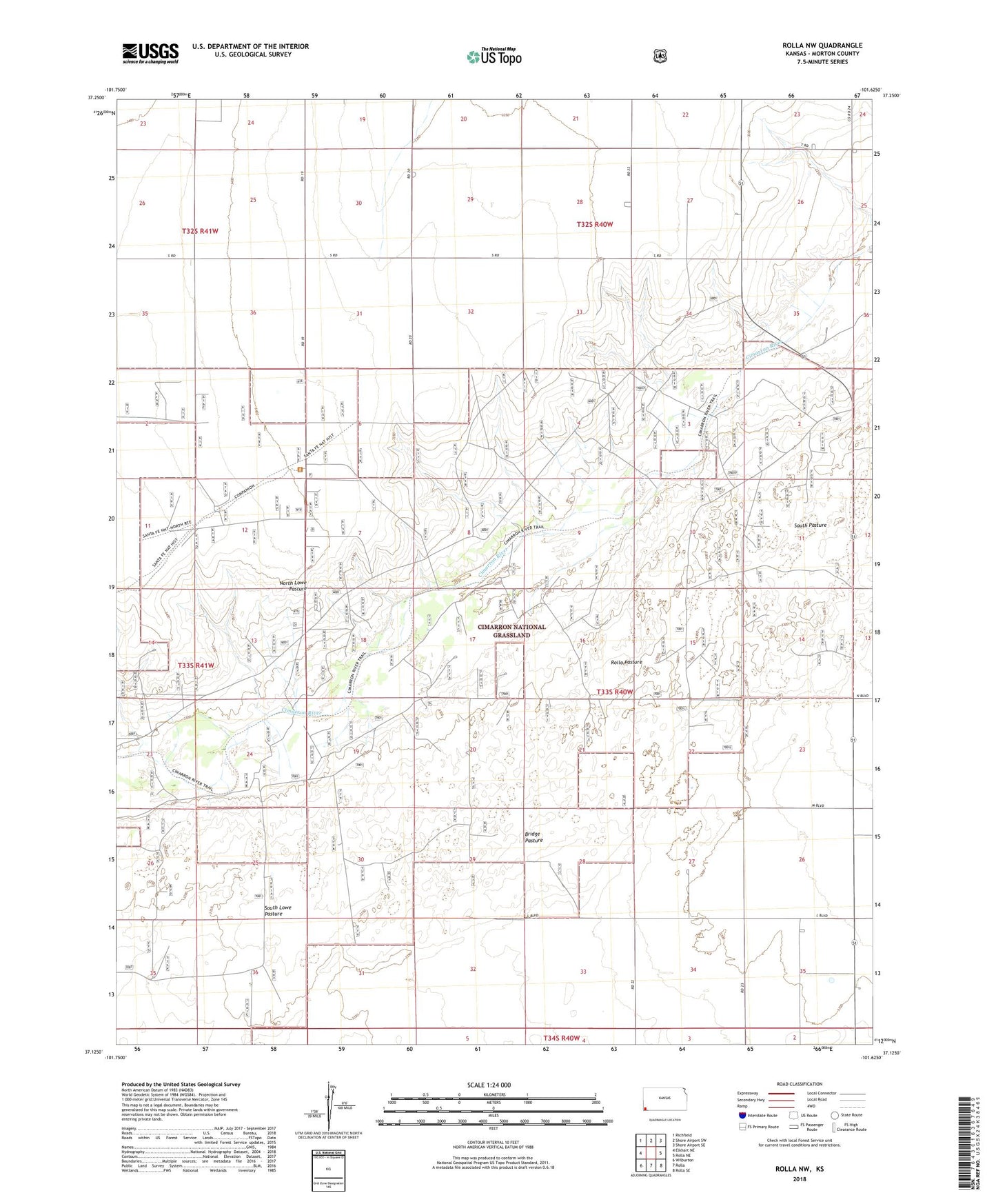 Rolla NW Kansas US Topo Map Image