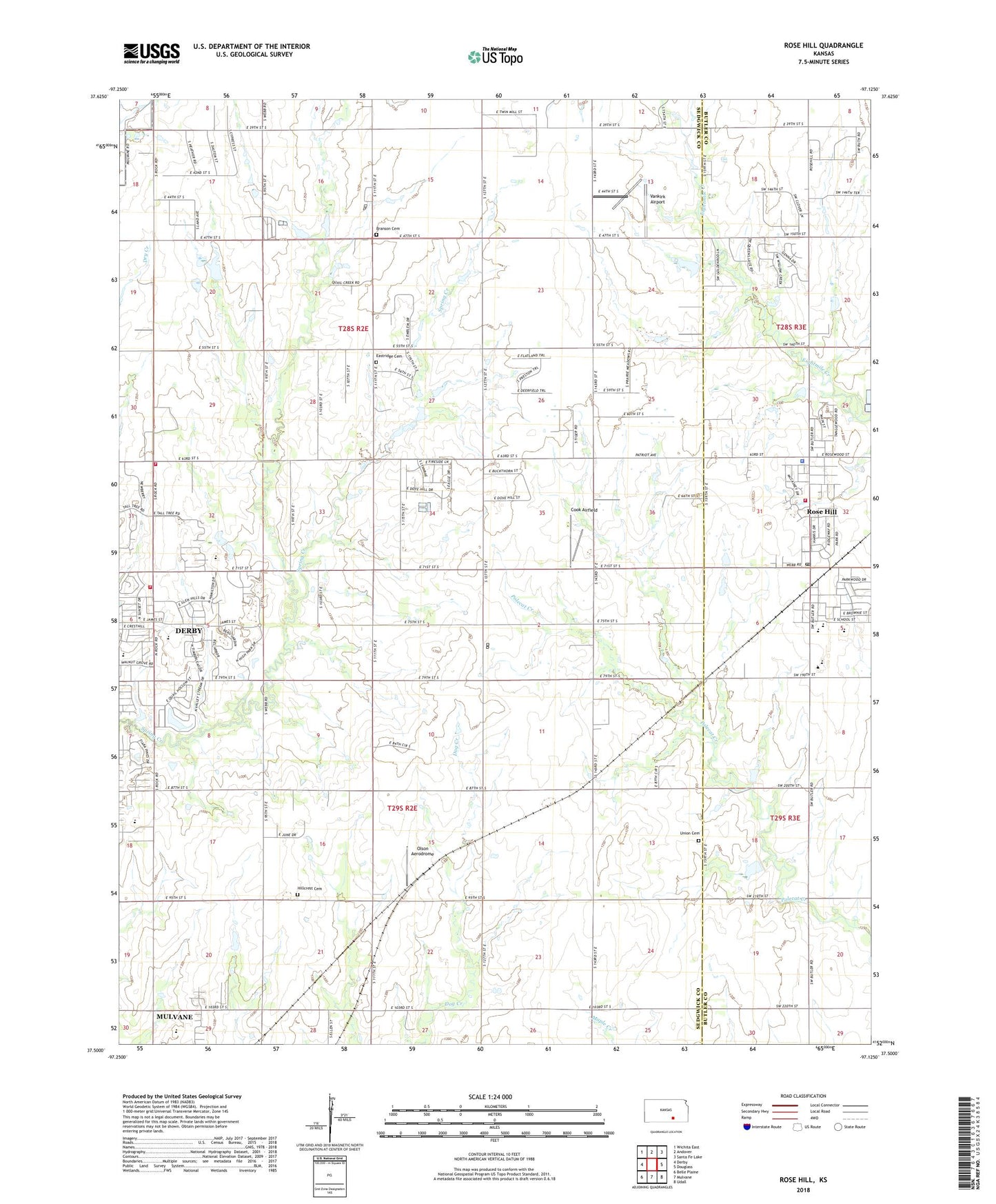 Rose Hill Kansas US Topo Map Image