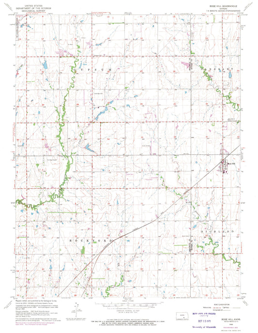 Classic USGS Rose Hill Kansas 7.5'x7.5' Topo Map Image