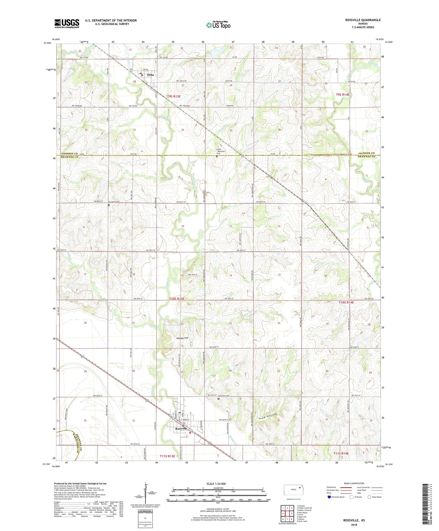 Rossville Kansas US Topo Map Image