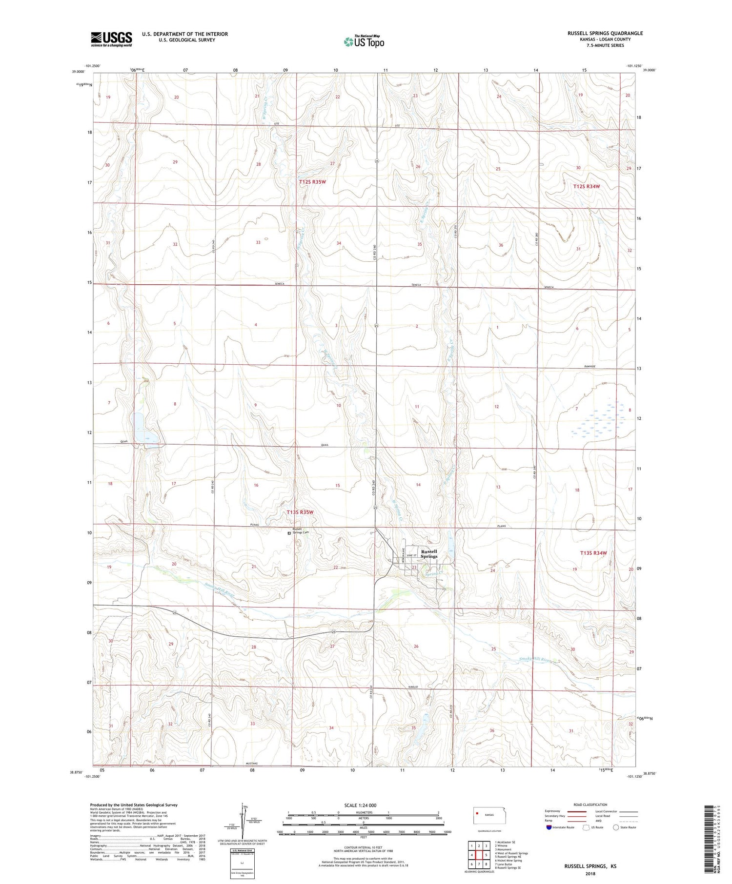 Russell Springs Kansas US Topo Map Image