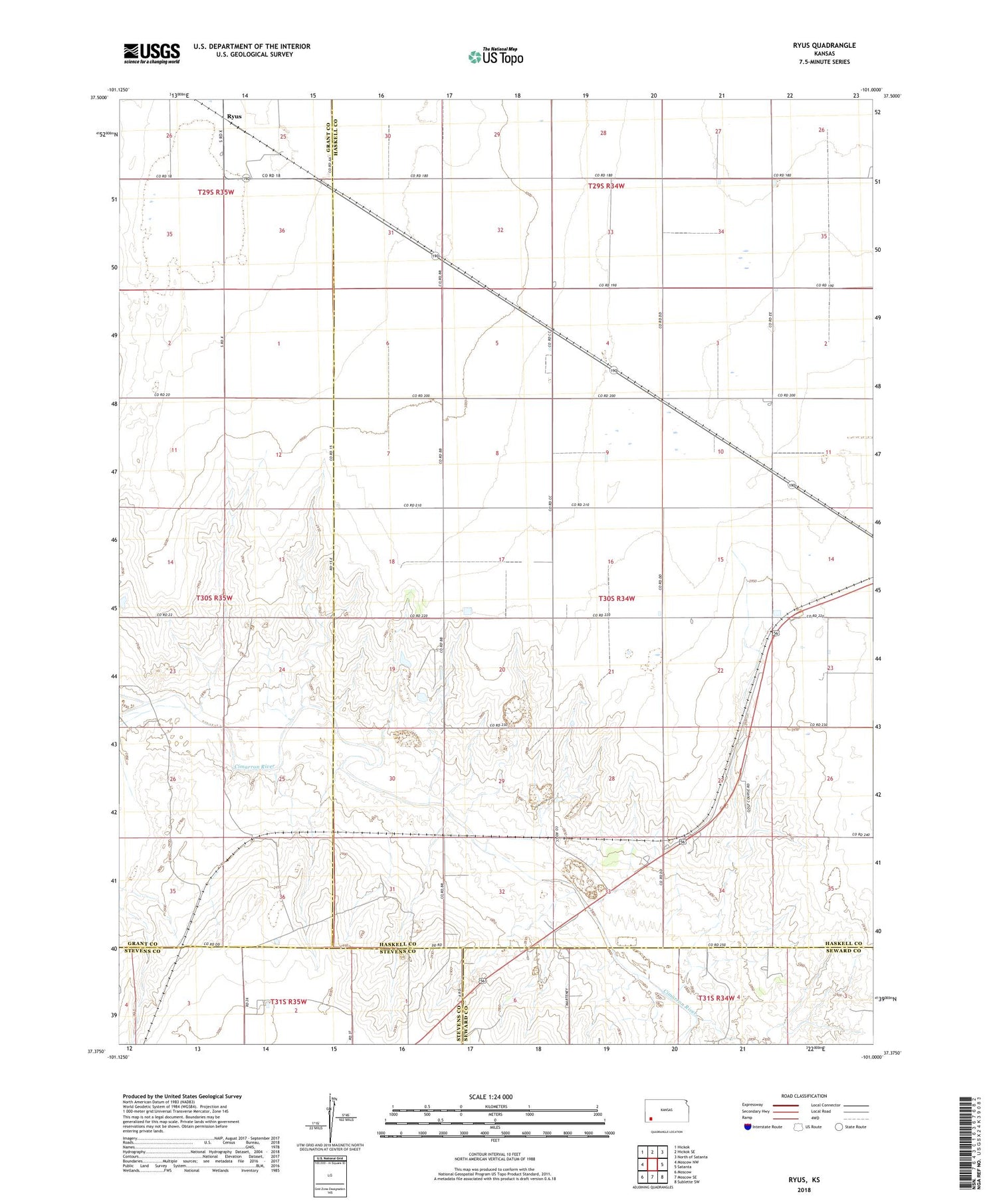 Ryus Kansas US Topo Map Image