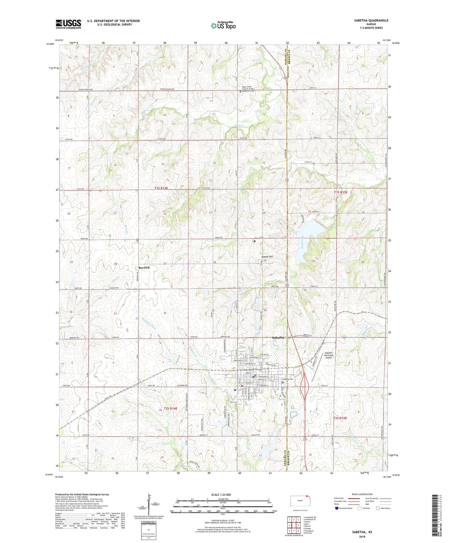 Sabetha Kansas US Topo Map Image